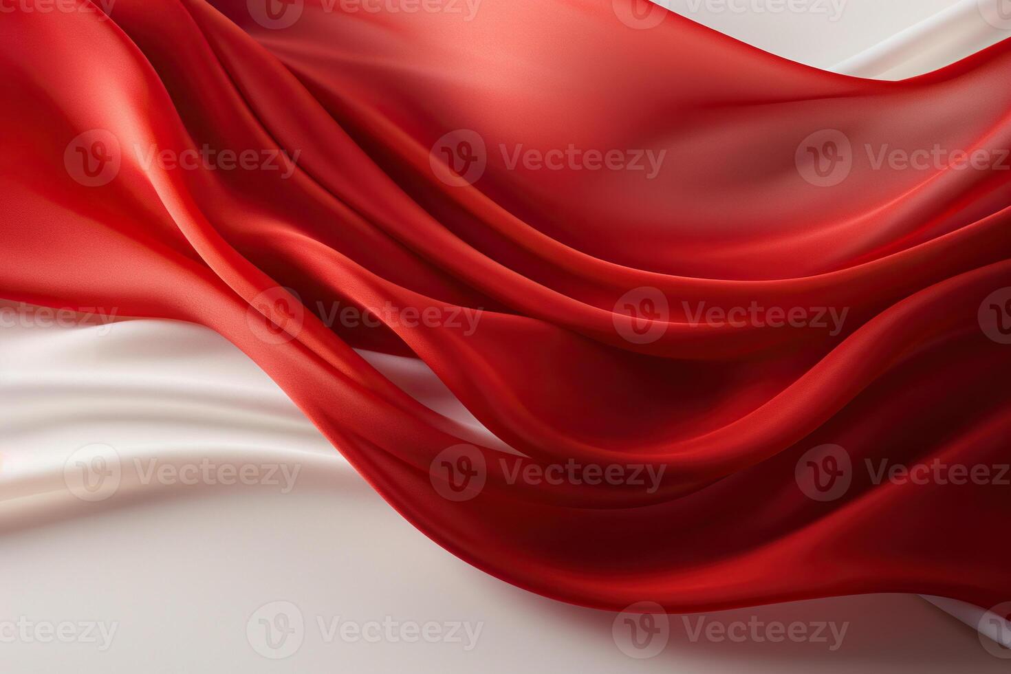 AI generated Red and white silk ribbons in an elegant curve. Abstract background. Generated by artificial intelligence photo