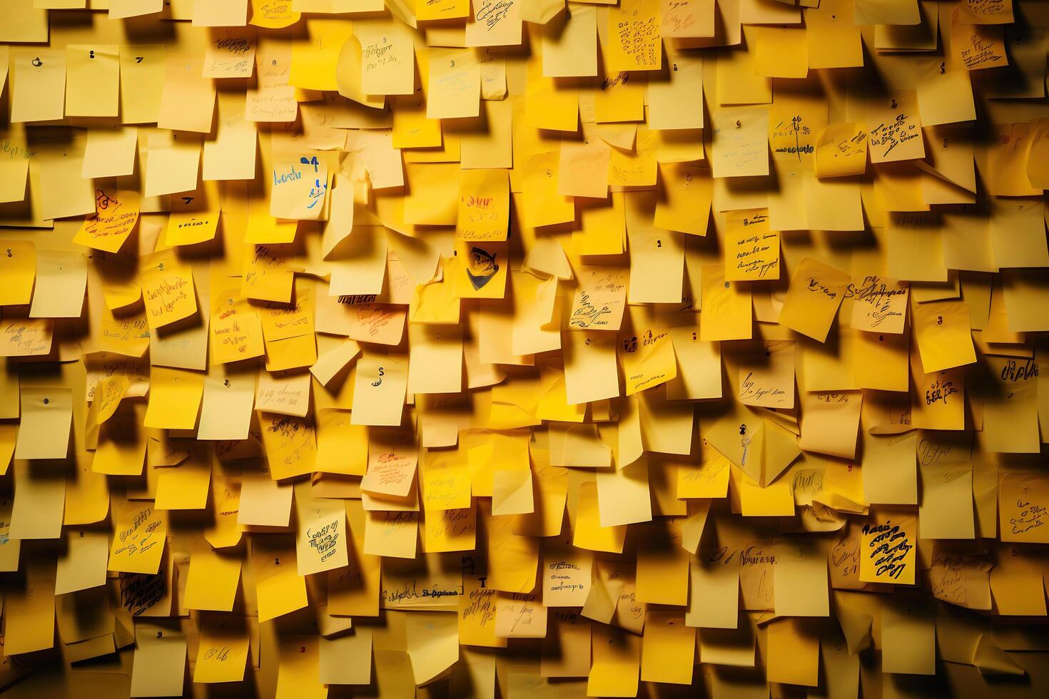 AI generated Yellow notes on the wall. Generated by artificial intelligence photo