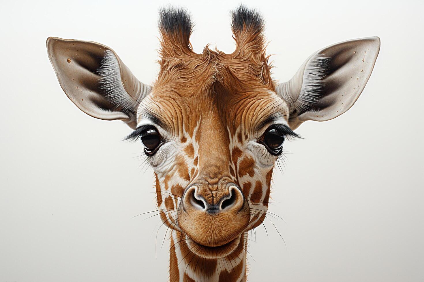 AI generated Portrait of an adult giraffe on a white background. Generated by artificial intelligence photo