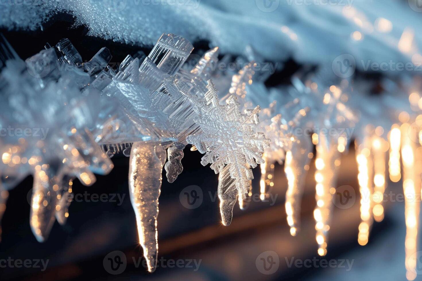 AI generated Transparent ice crystal patterns reflect the crisp freshness of winter photo