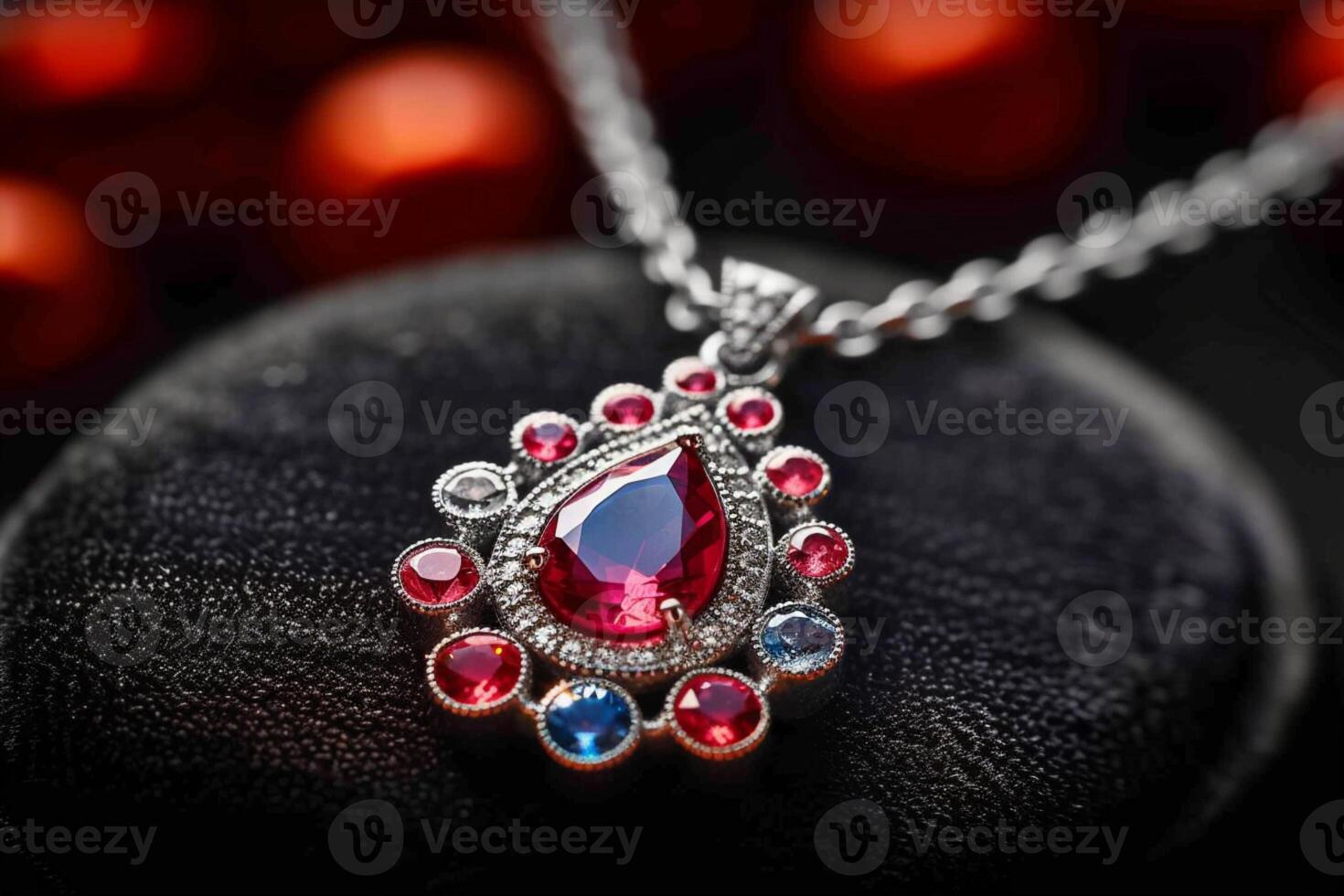 AI generated Elegant gemstone necklace shines, symbolizing grace and timeless elegance photo