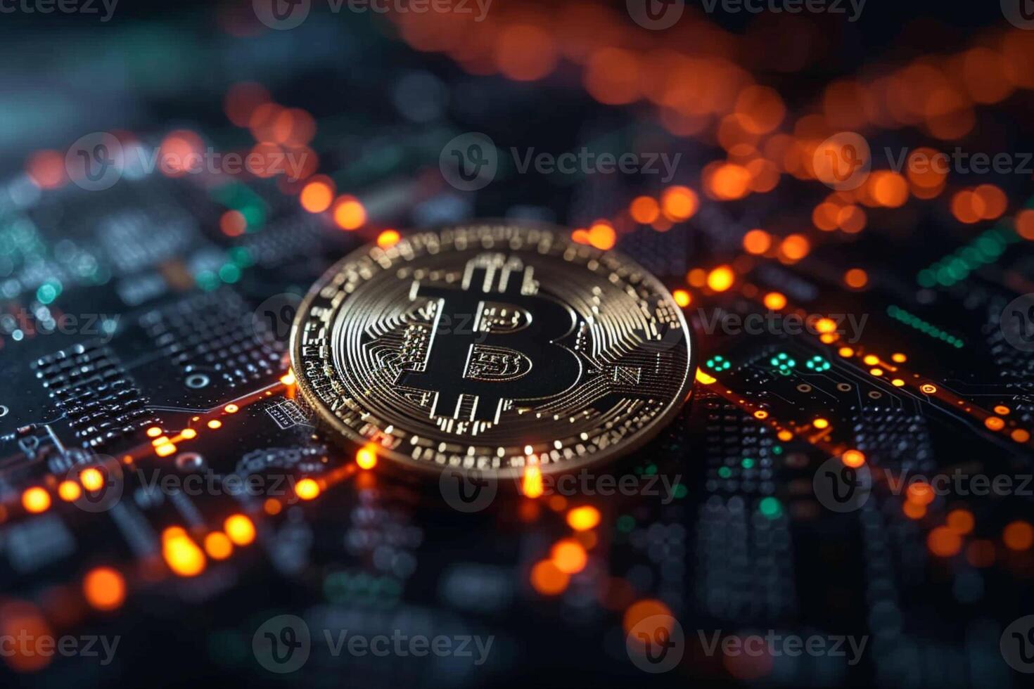 AI generated Blockchain technology governs secure digital currency transactions in the online world photo