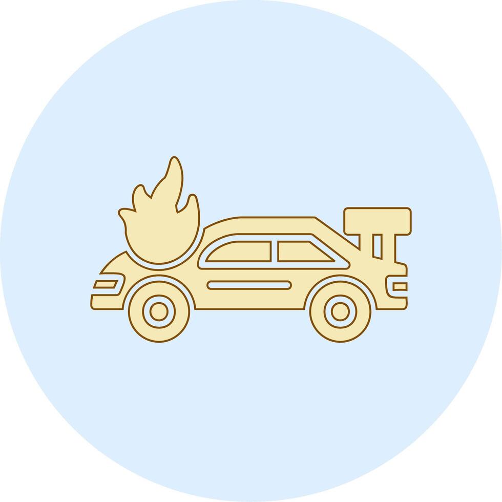 Accident Car In Fire Vector Icon