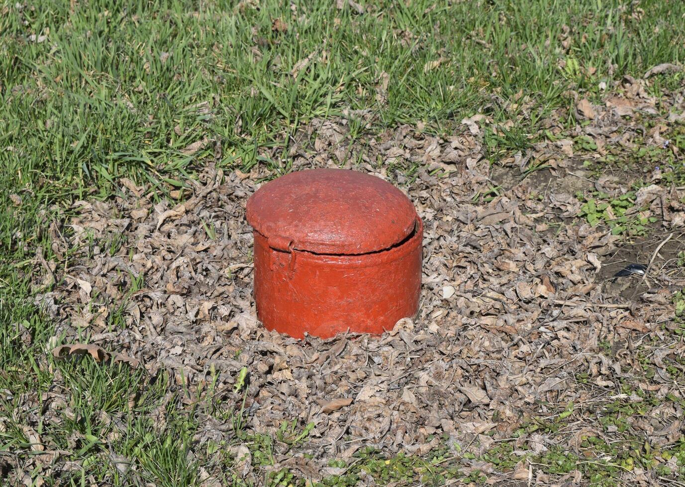 Well hatch. system of the sewerage in park. Well hatch photo