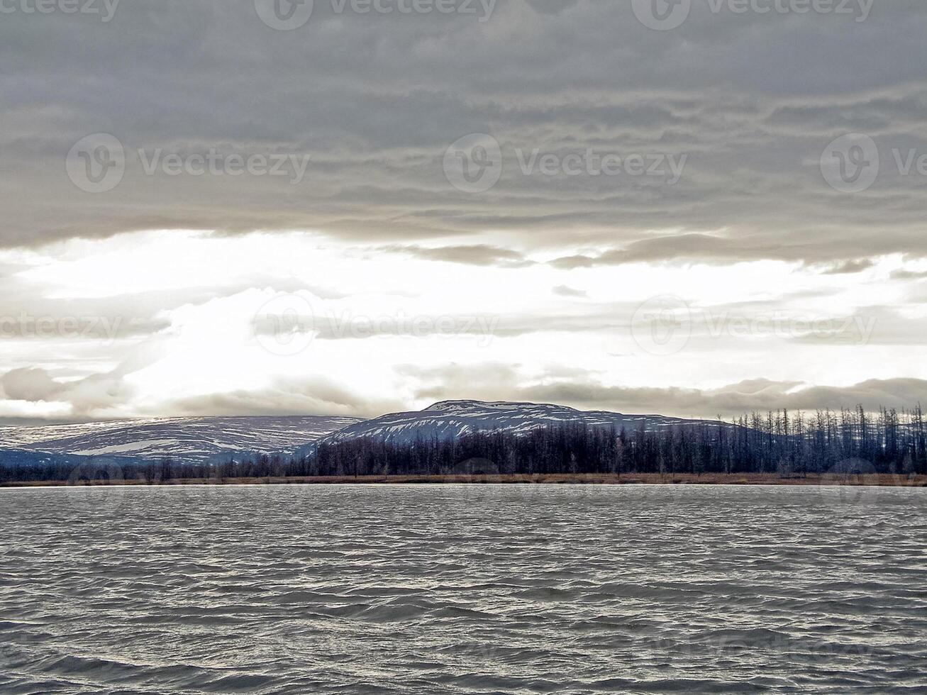 Lake in clouds in Abisko National Park, Sweden photo