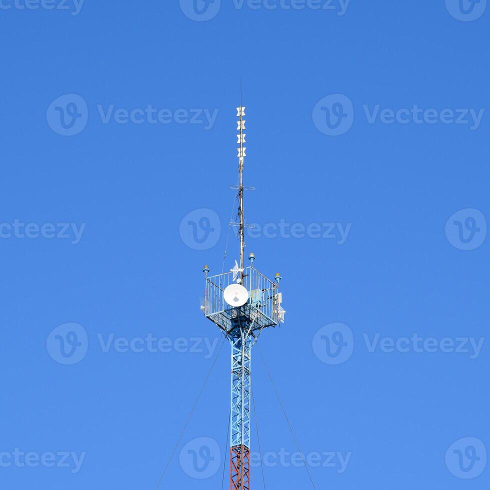 Mast tower relay Internet signals and telephone signals photo