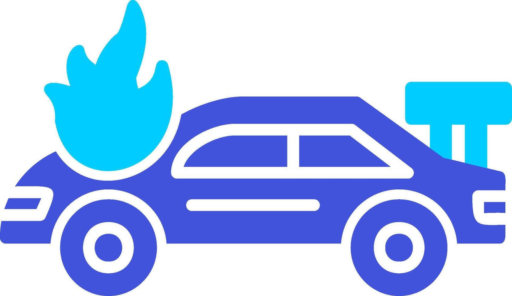 Accident Car In Fire Vector Icon