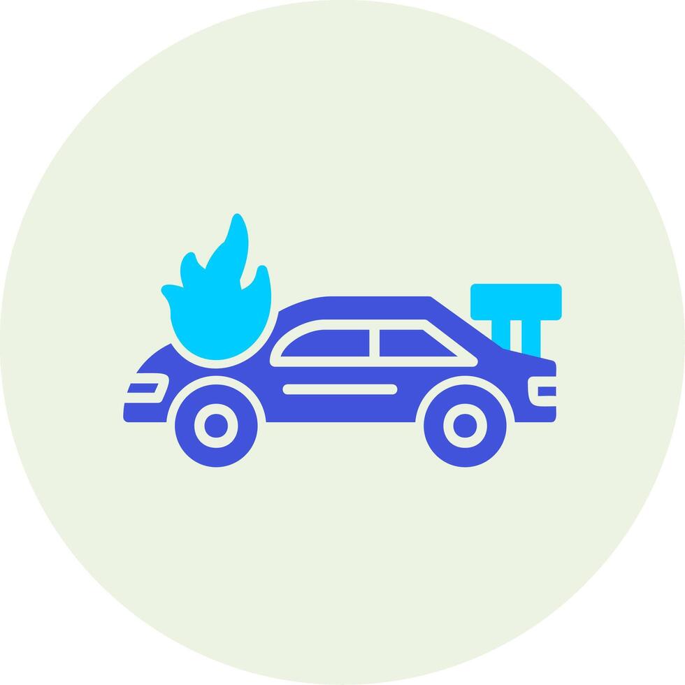 Accident Car In Fire Vector Icon