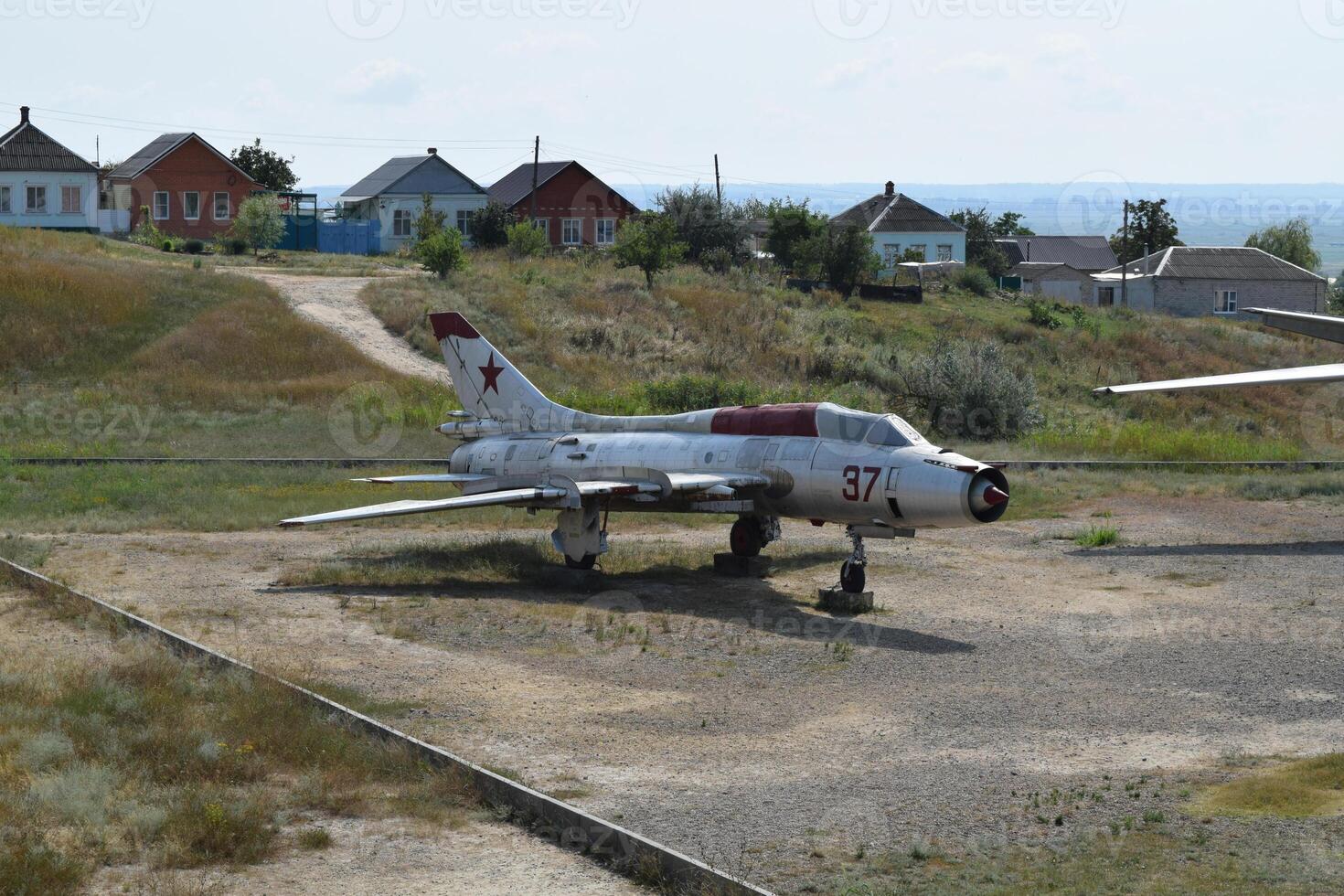 Museum copy of the aircraft. Monument of fighter aircraft. photo