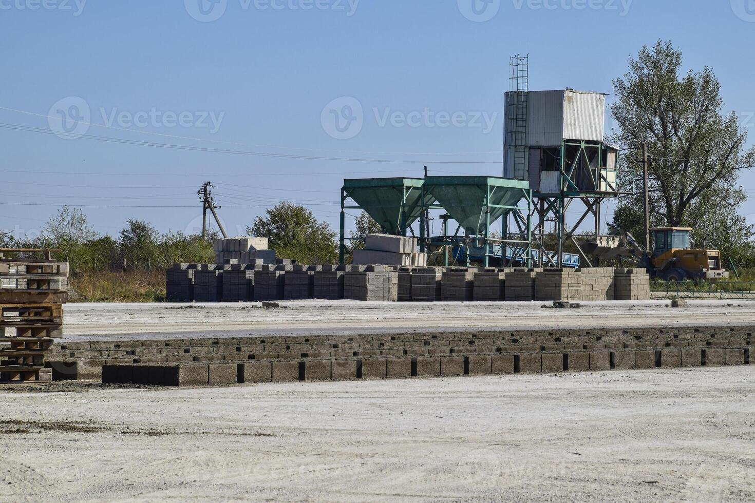 on cinder block production plant. Machinery and plant products photo