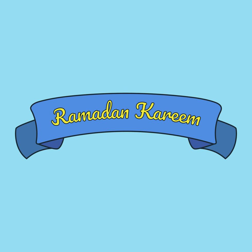 Isolated ribbon with text for ramadan kareem. Vector illustration.