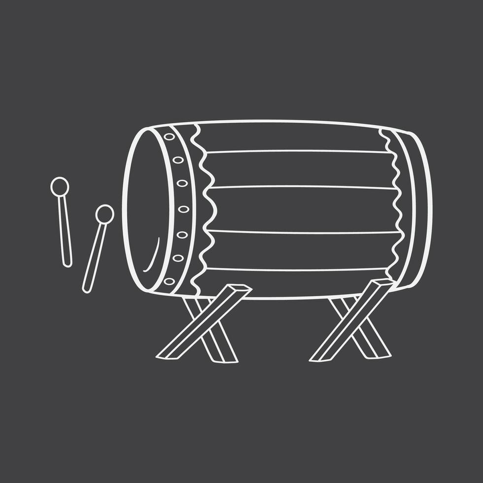 a drum and a pair of drums called bedug in Indonesia on a black and white or grayscale background vector