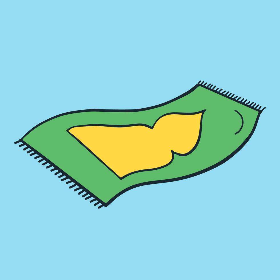 Prayer mat Vector Illustration Icon, one of the Symbol in Islamic Pillar for Prayer