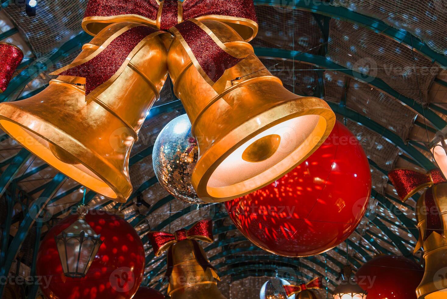 Christmas Festivity Ornaments and Golden Bells Exhibit in London Town photo