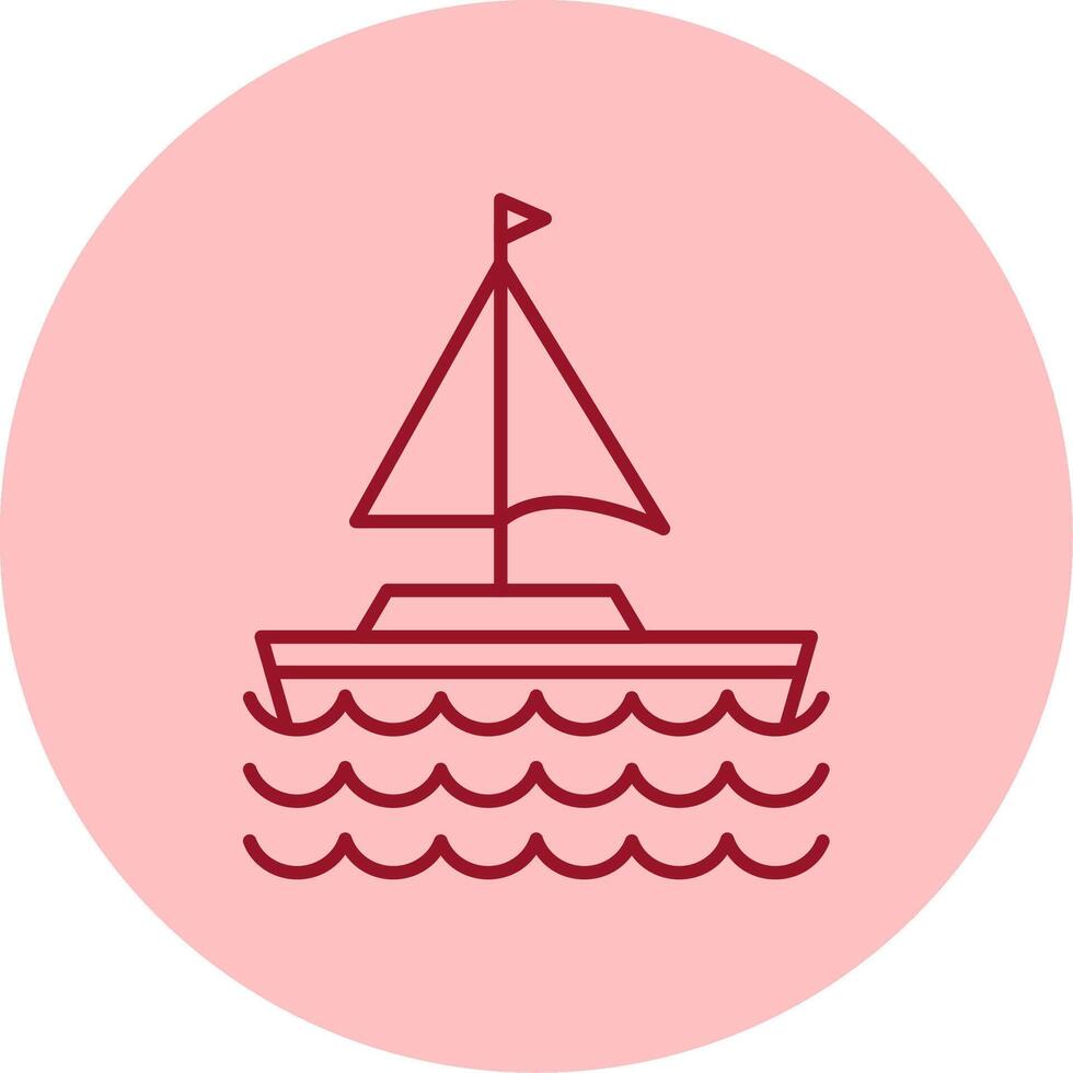 Sail Boat Line Circle Multicolor Icon vector