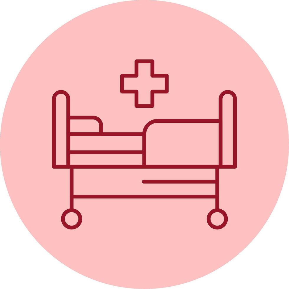 hospital cama línea circulo multicolor icono vector