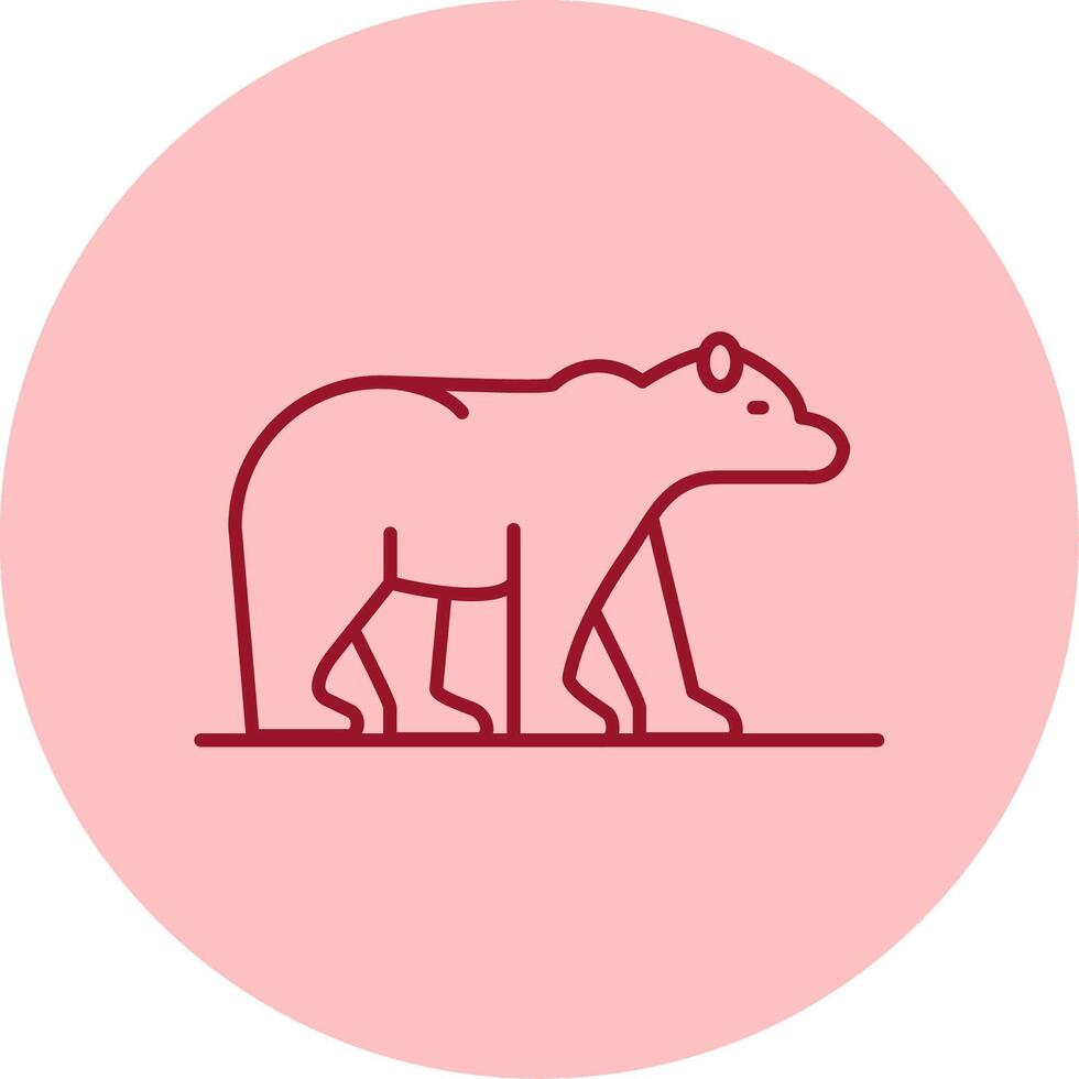 Polar Bear Line Circle Multicolor Icon vector