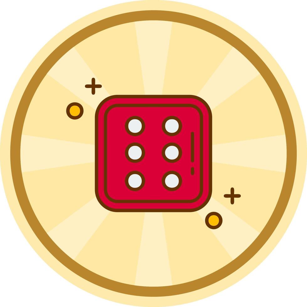Dice six Comic circle Icon vector