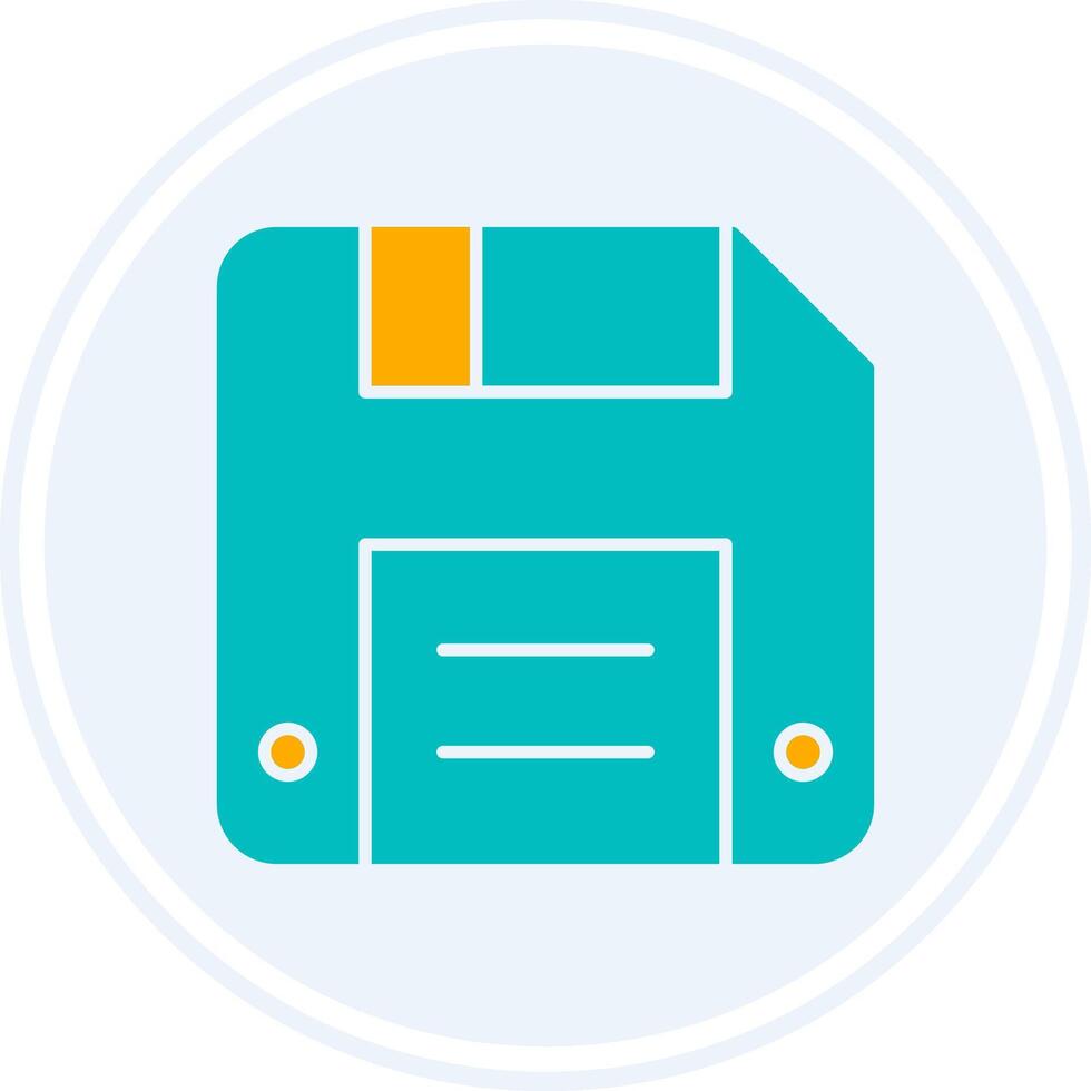 Diskette Glyph Two Colour Circle Icon vector