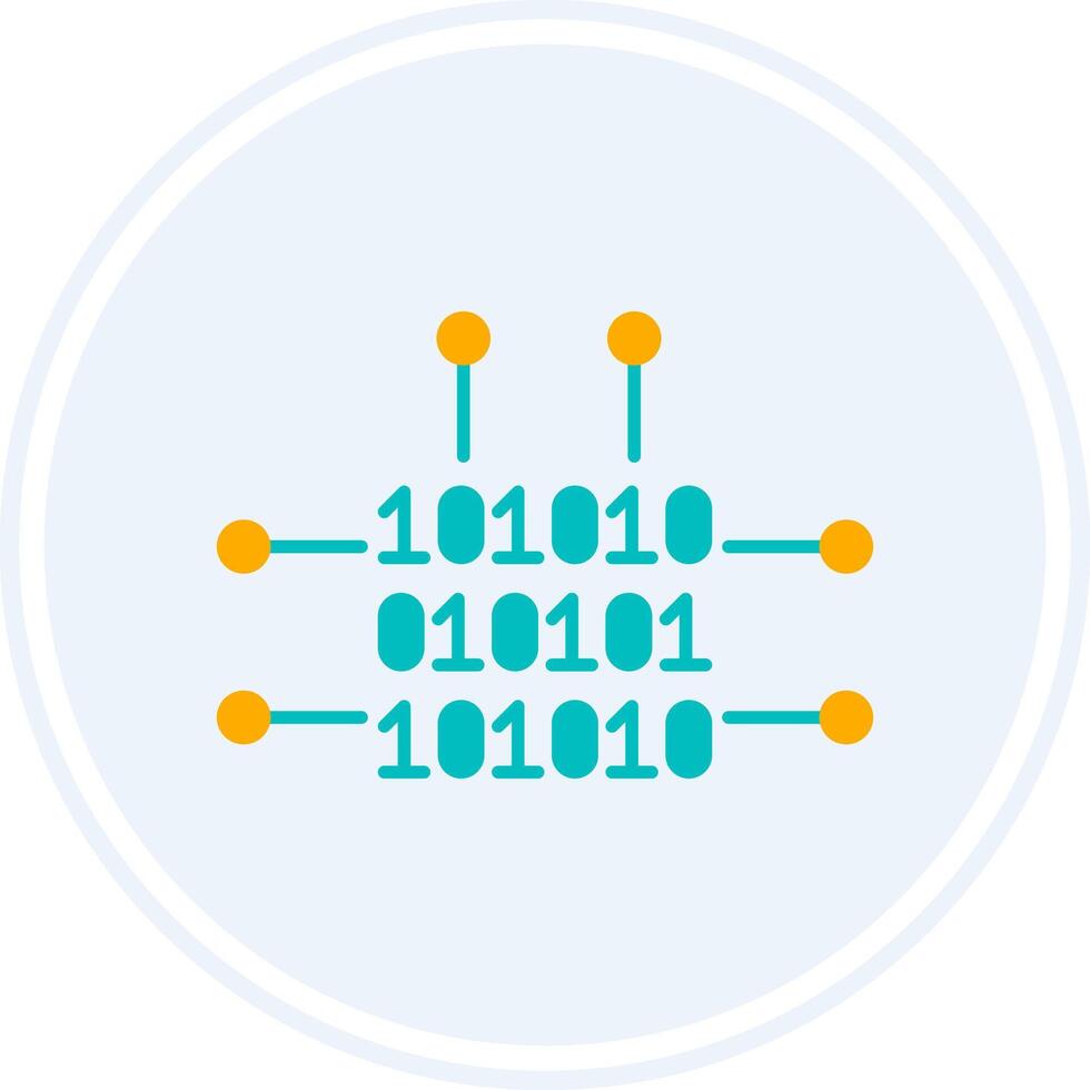 binario código glifo dos color circulo icono vector