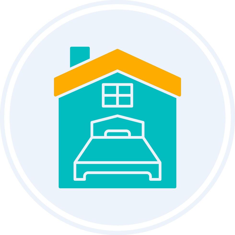 Bedroom Glyph Two Colour Circle Icon vector