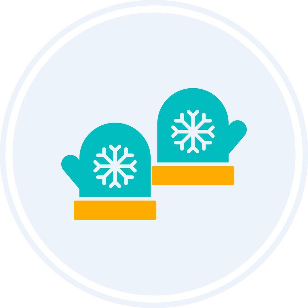 Mitten Glyph Two Colour Circle Icon vector