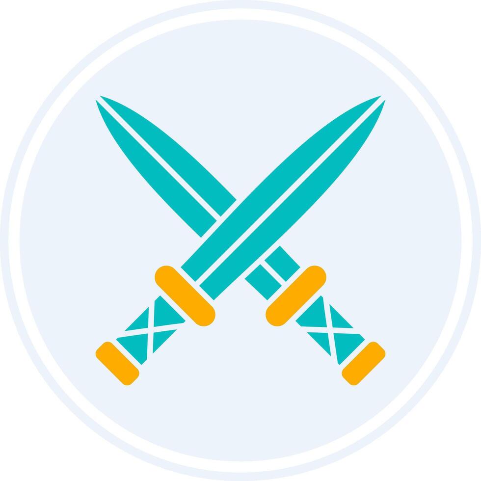 Two Swords Glyph Two Colour Circle Icon vector