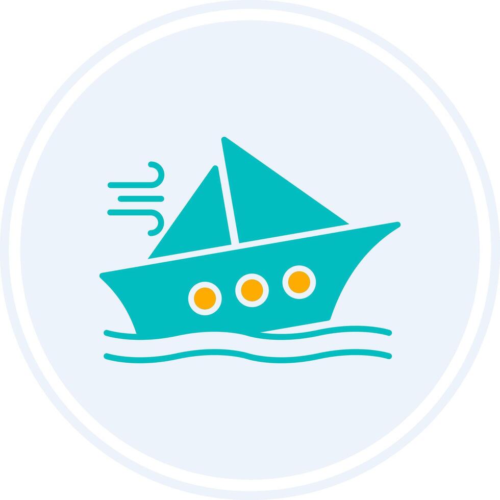 Shipwreck Glyph Two Colour Circle Icon vector