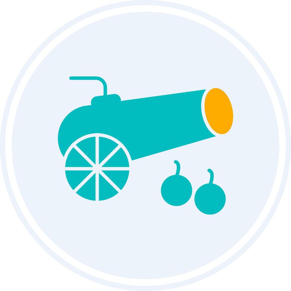 Cannon Glyph Two Colour Circle Icon vector