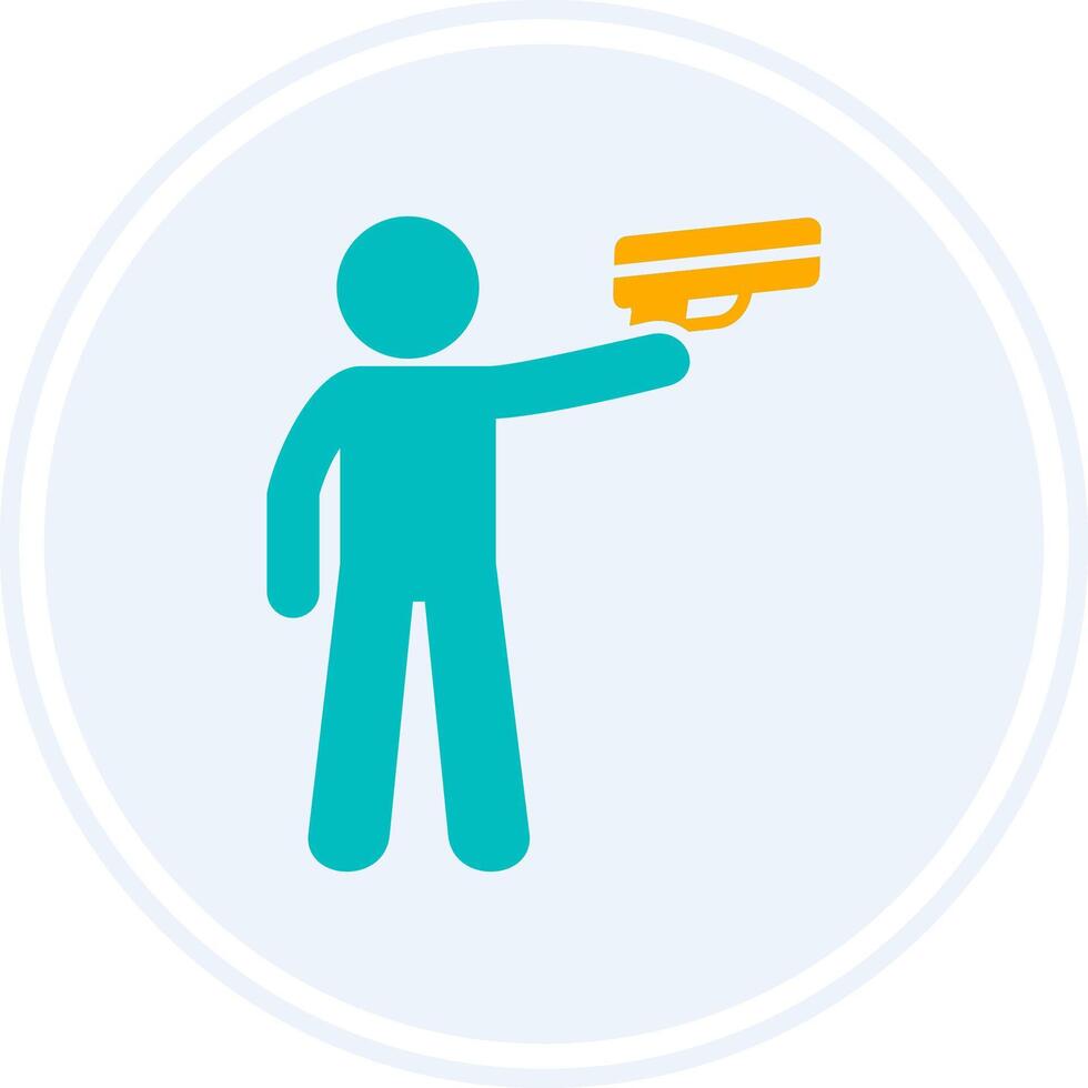 Policeman Holding Gun Glyph Two Colour Circle Icon vector