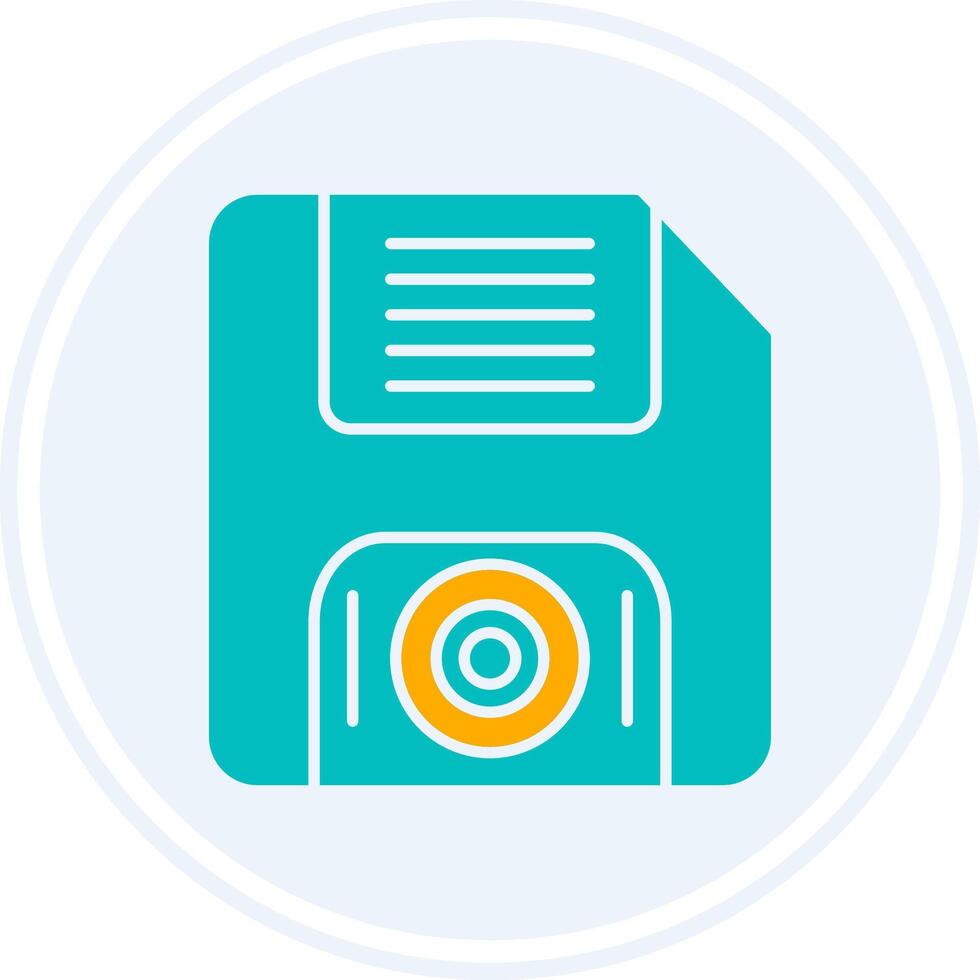 Floppy Disk Glyph Two Colour Circle Icon vector