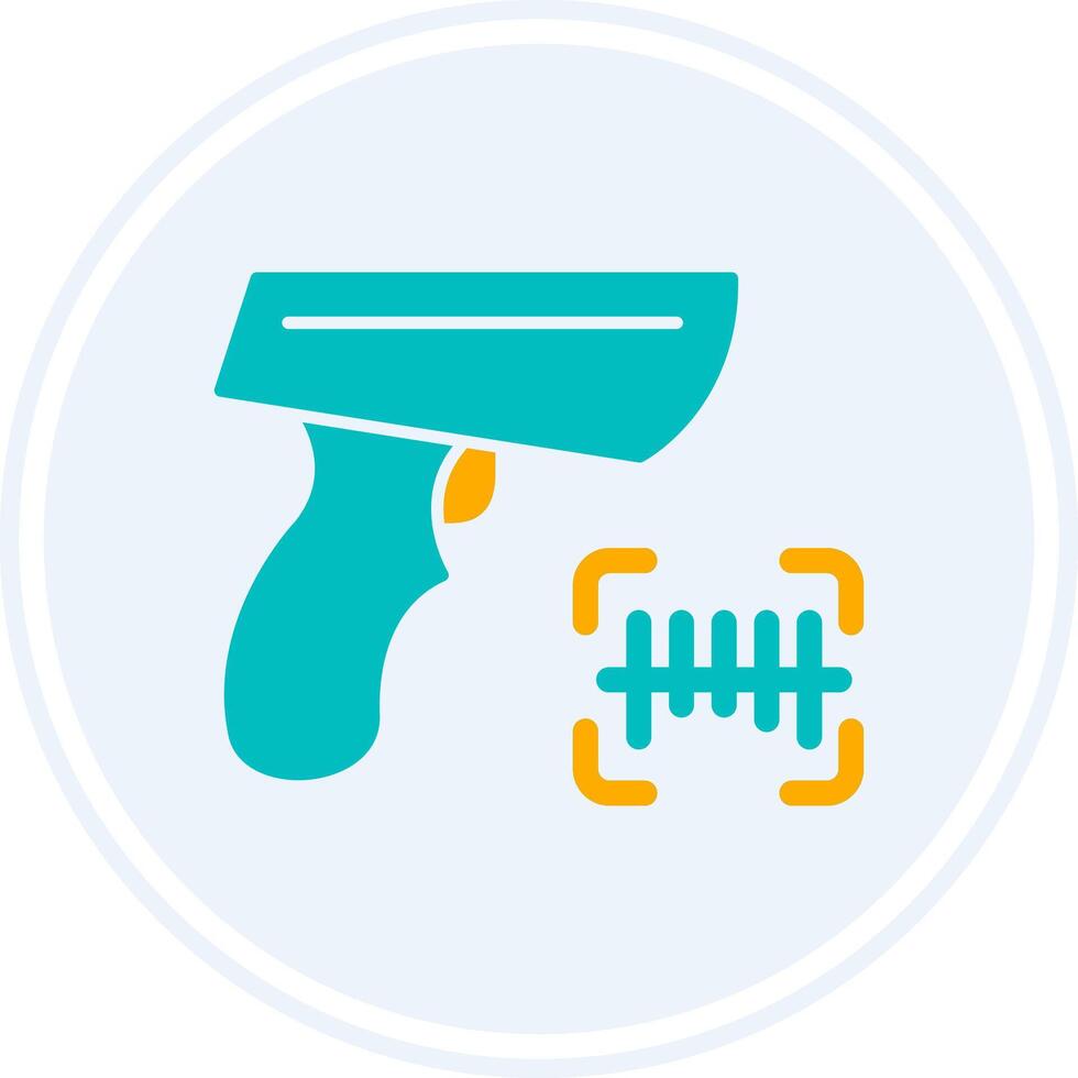 Barcode Scanner Glyph Two Colour Circle Icon vector