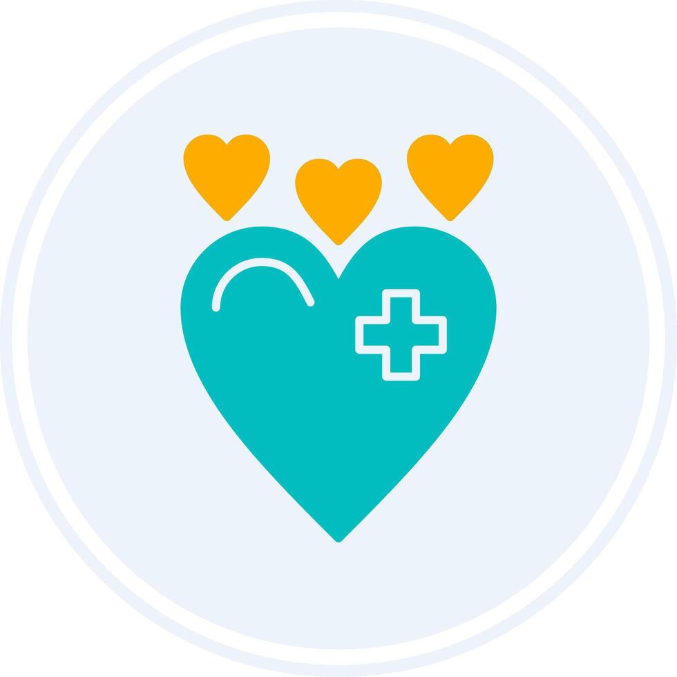 Heart Glyph Two Colour Circle Icon vector