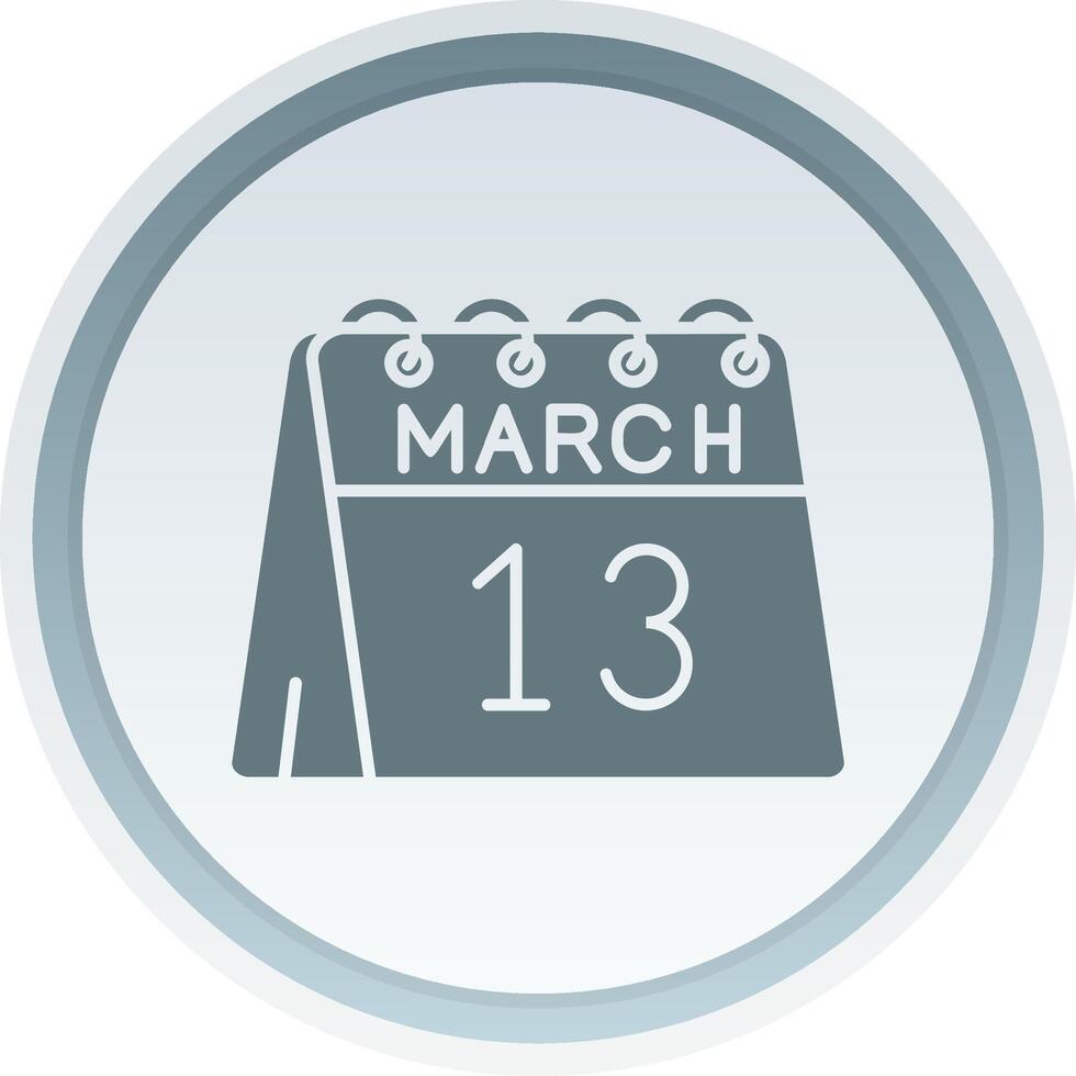 13th of March Solid button Icon vector