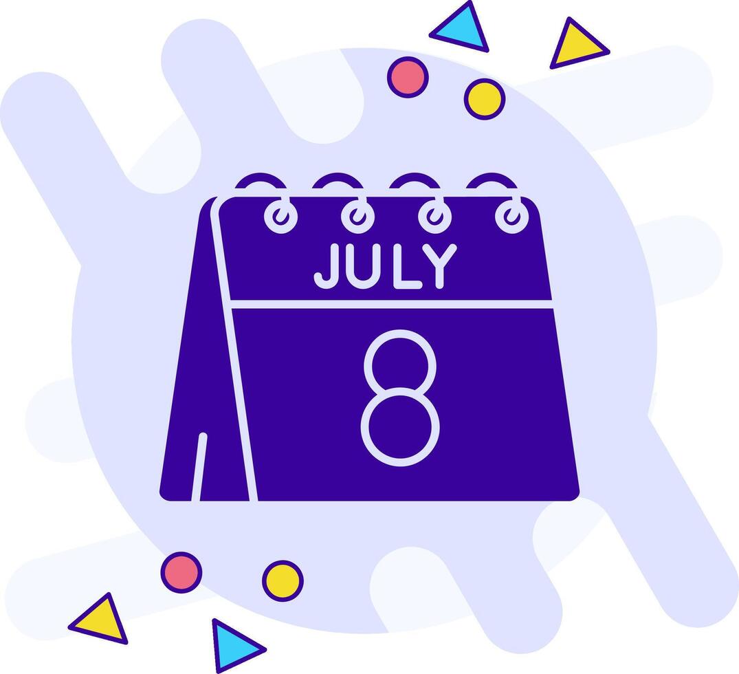 8vo de julio estilo libre sólido icono vector