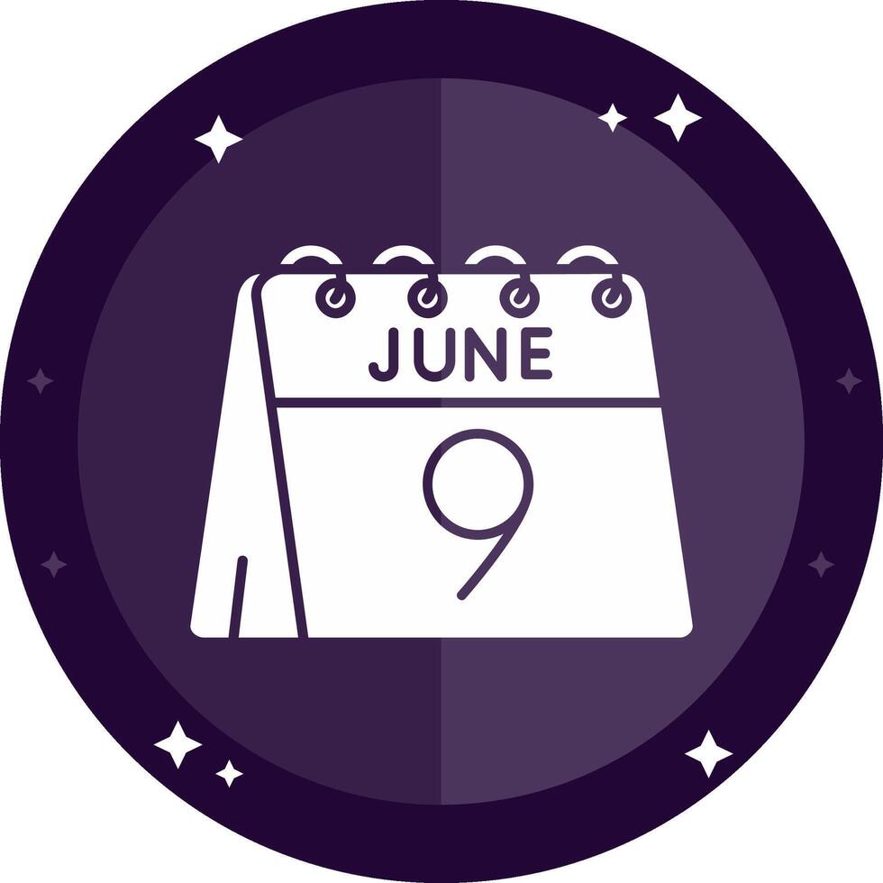 9th of June Solid badges Icon vector