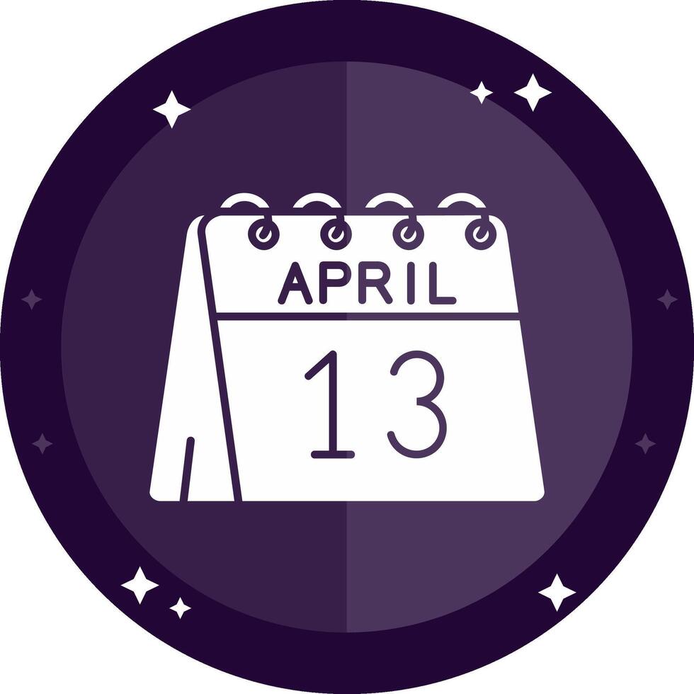 13 de abril sólido insignias icono vector
