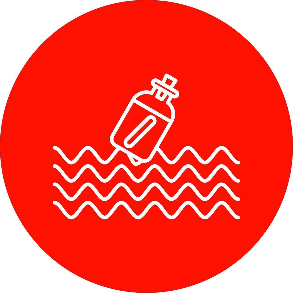 Message In A Bottle Line Circle color Icon vector