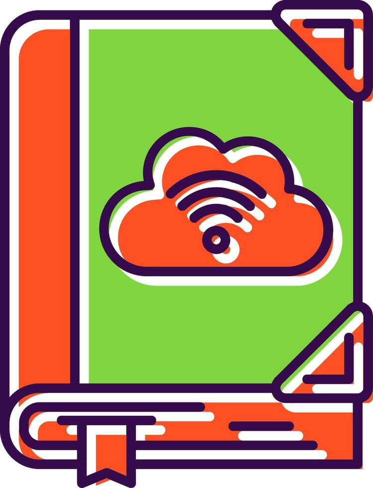 icono lleno de biblioteca en la nube vector