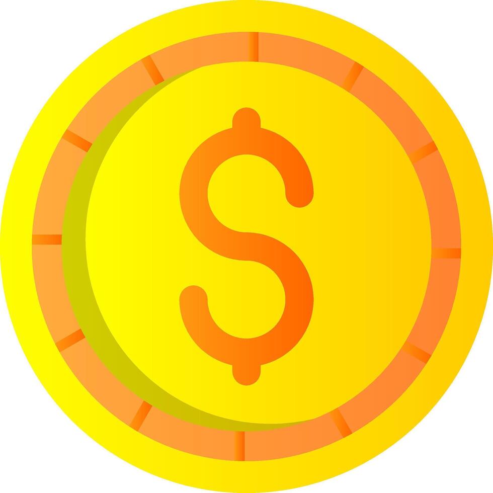 Dollar coin Flat Gradient Icon vector