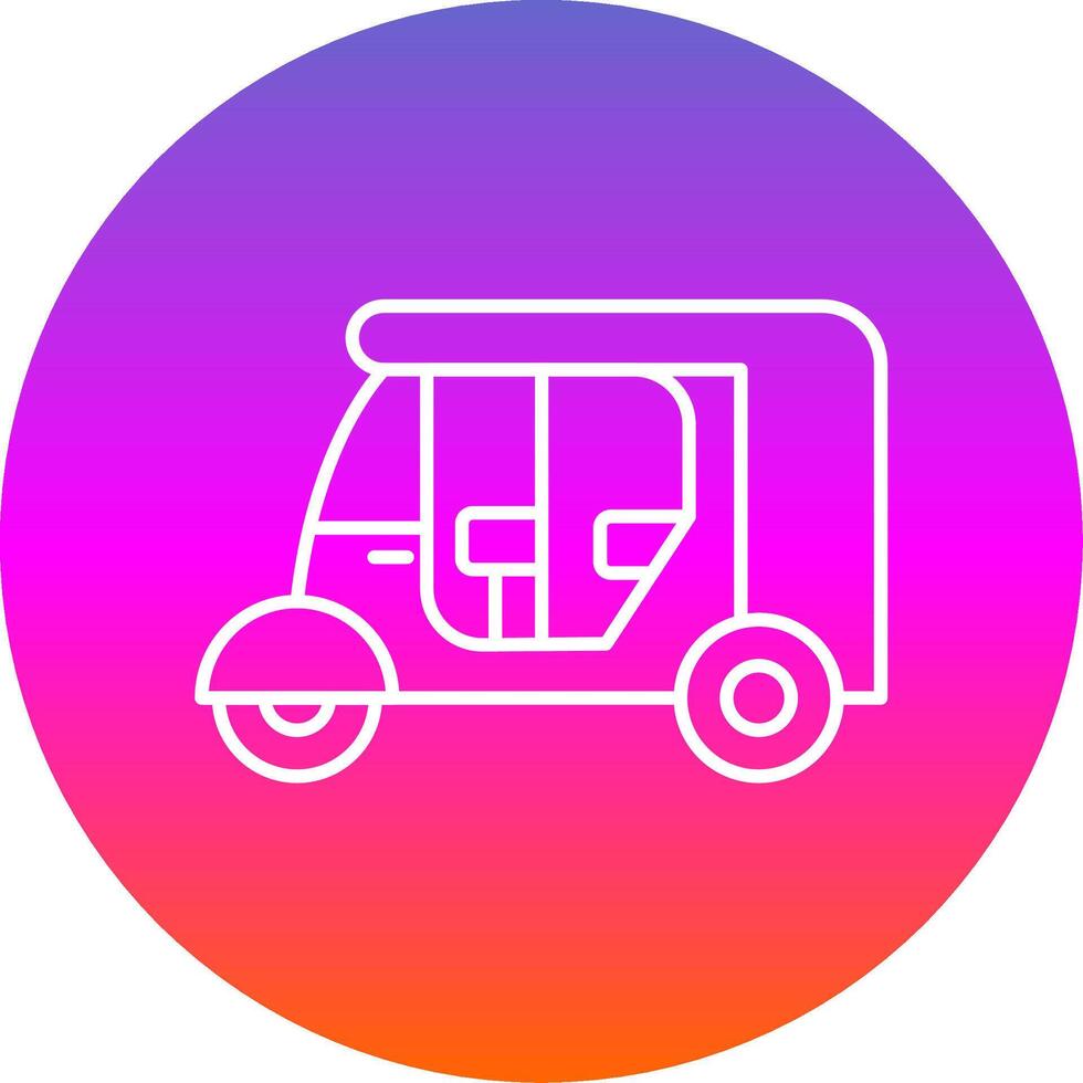 Rickshaw Line Gradient Circle Icon vector