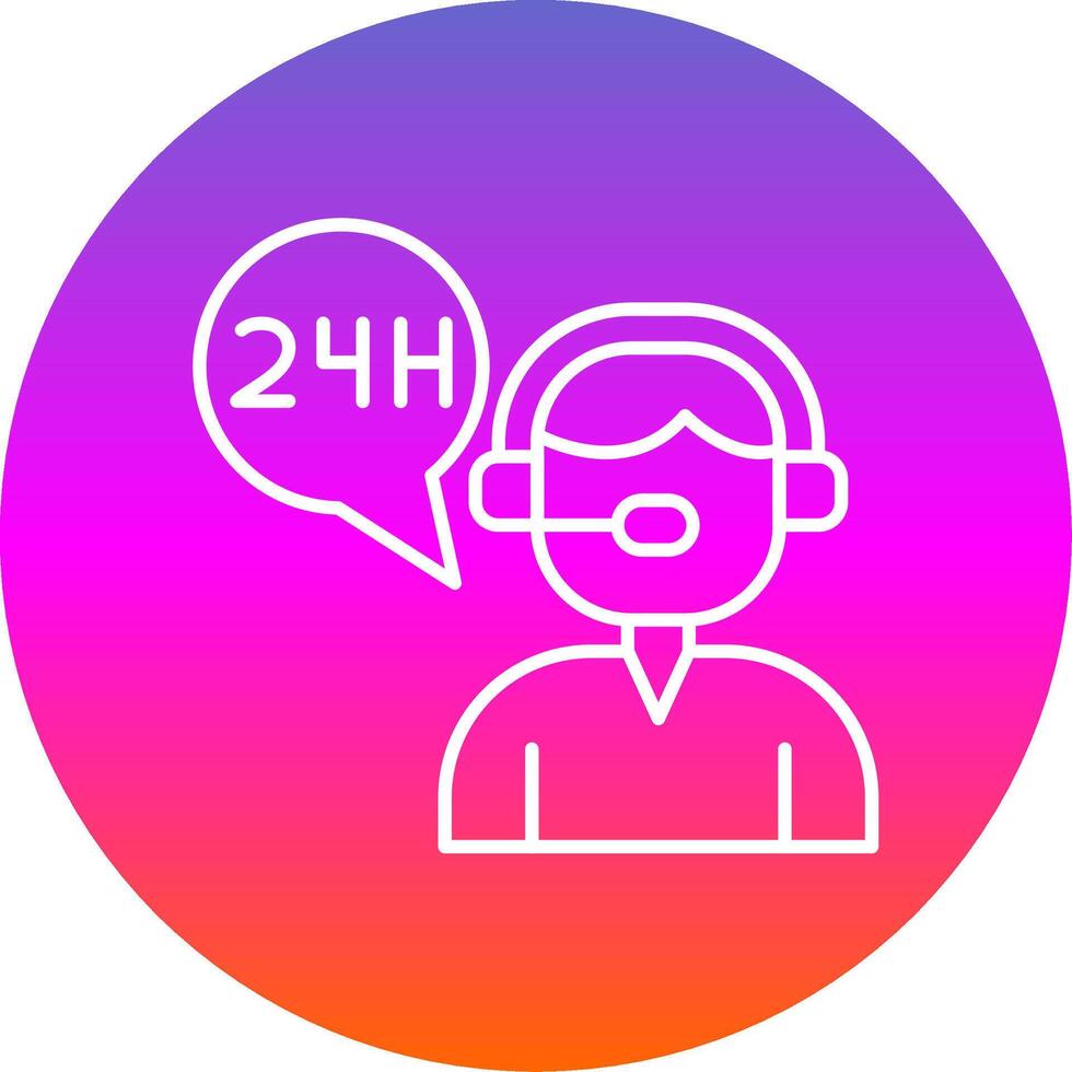 24 Hours Support Line Gradient Circle Icon vector