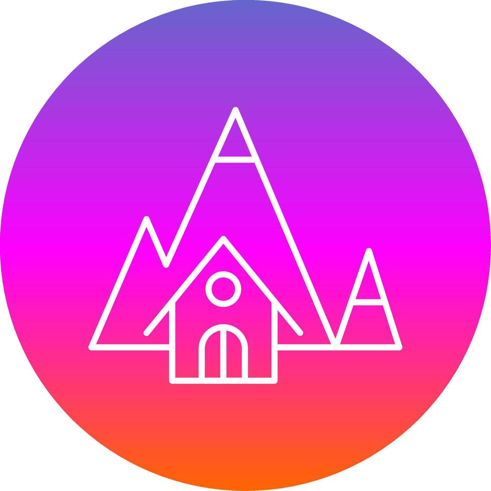 Mountain House Line Gradient Circle Icon vector