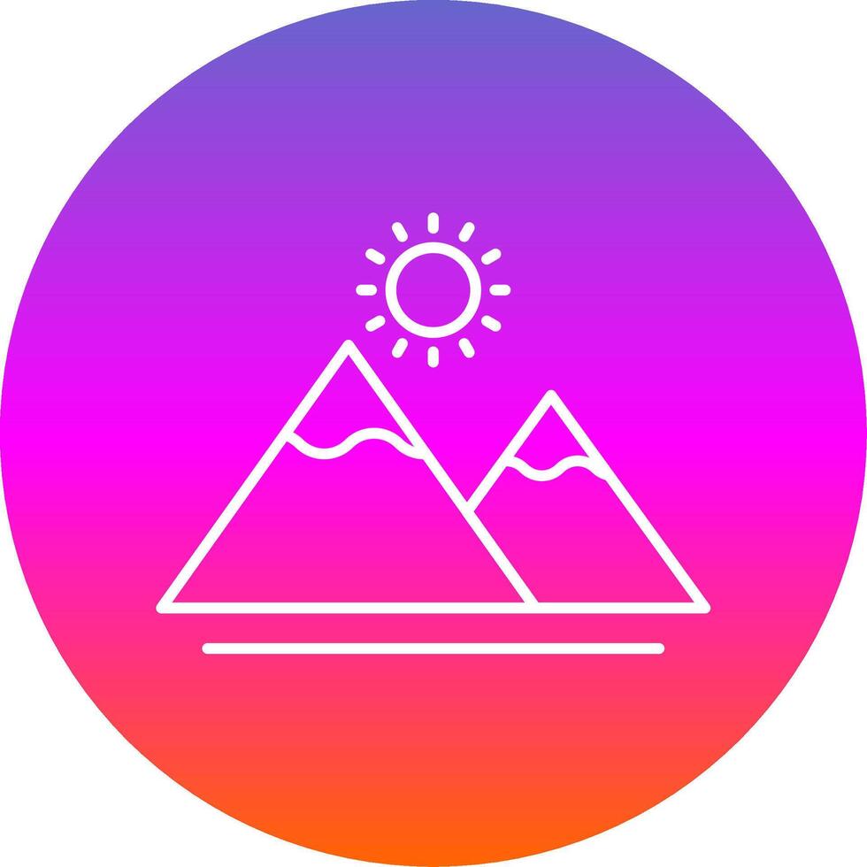 Mountain Line Gradient Circle Icon vector