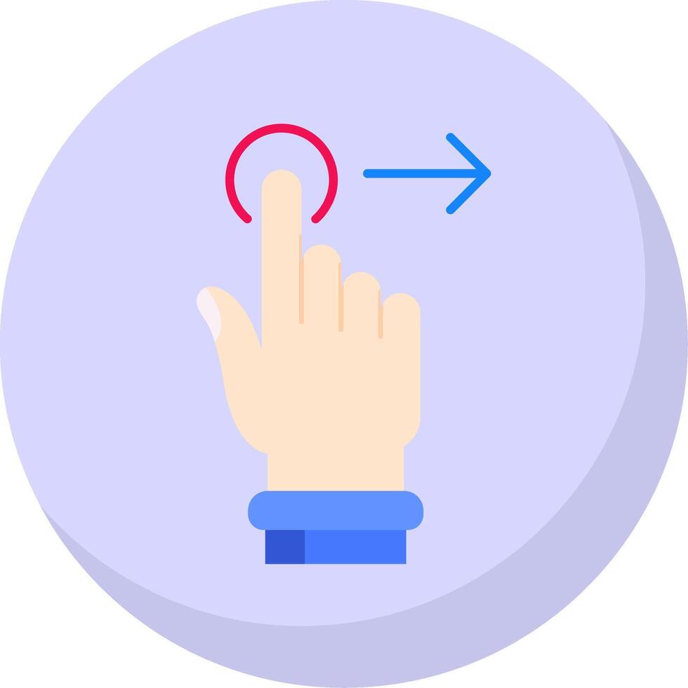 Tap and Move Right Glyph Flat Bubble Icon vector