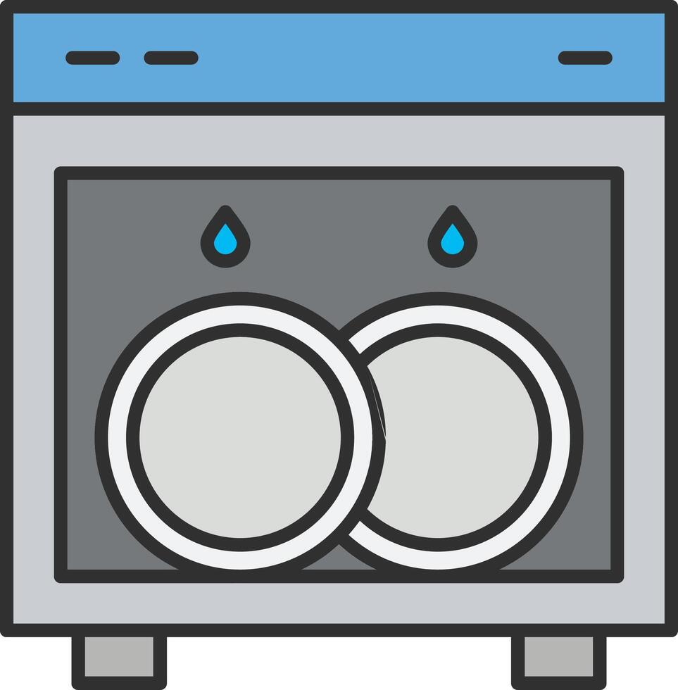 Dish Washing Line Filled Light Icon vector