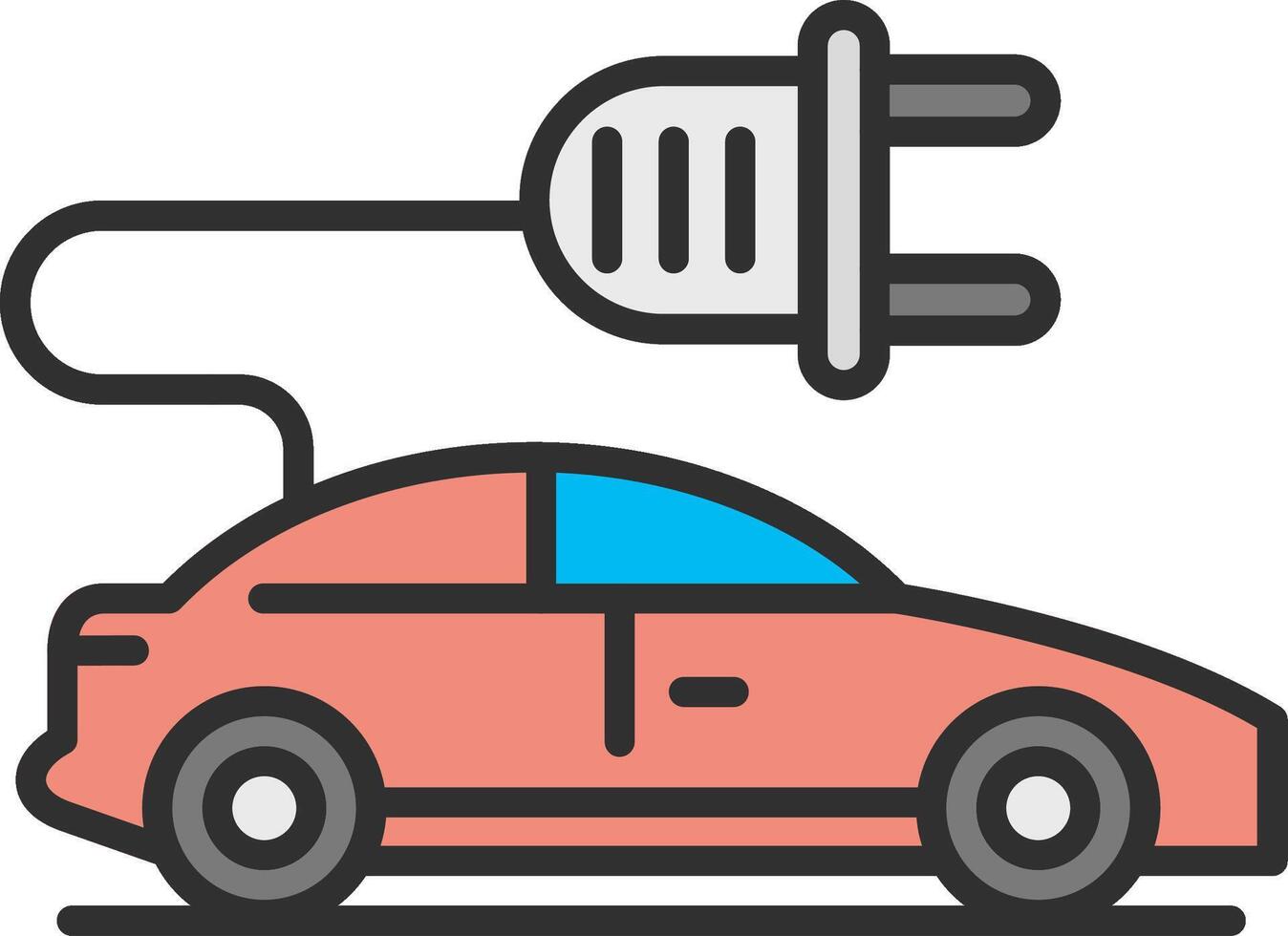 Electric Car Line Filled Light Icon vector