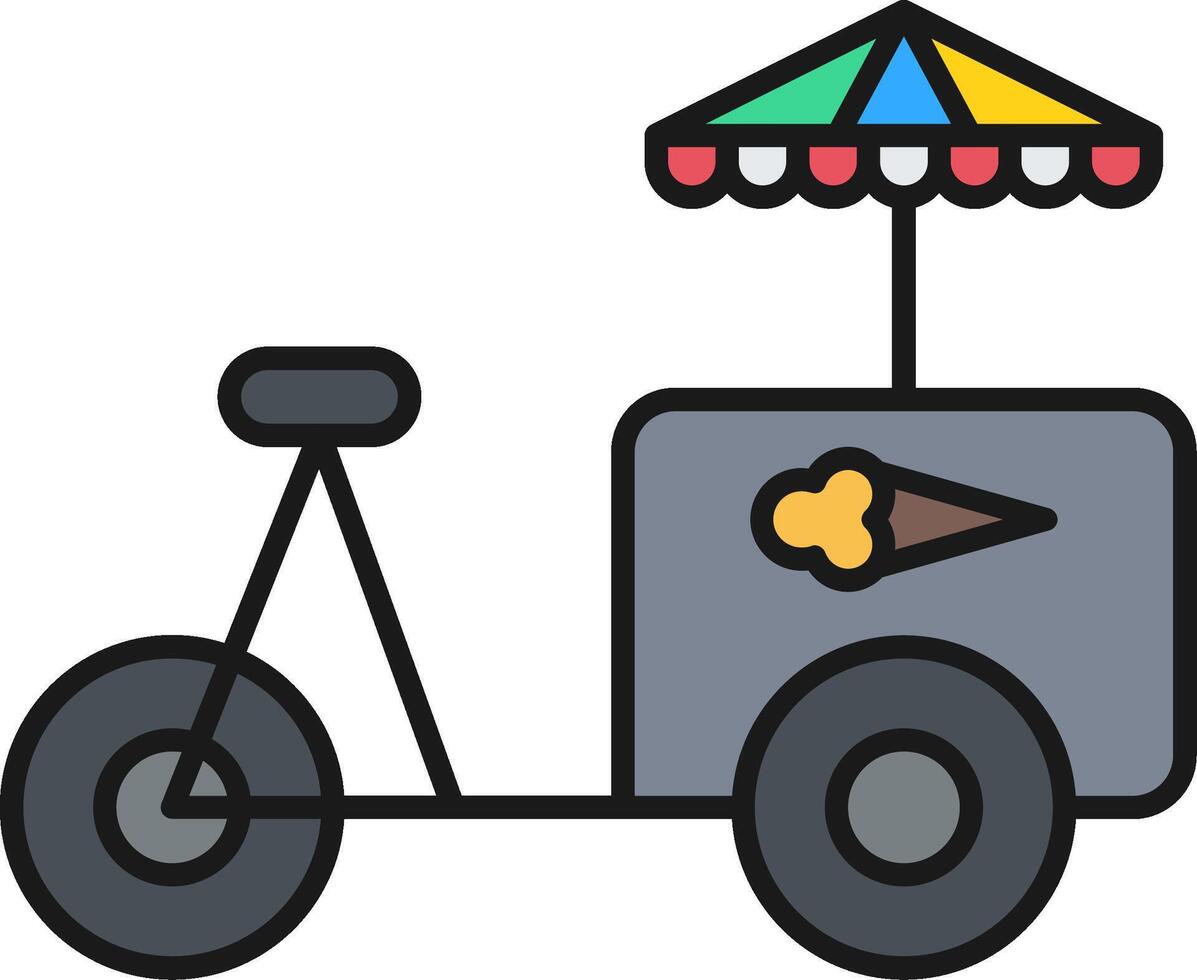 Ice Cream Cart Line Filled Light Icon vector