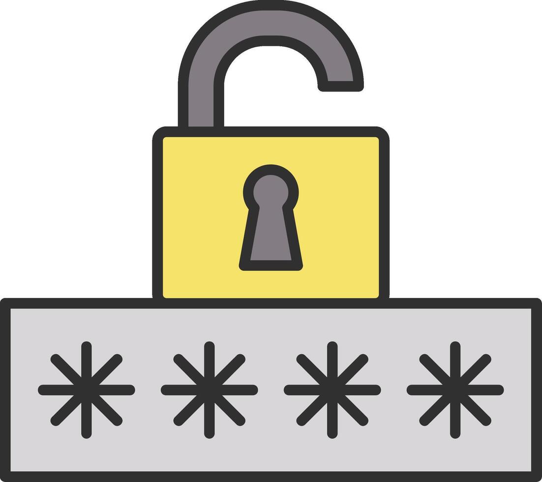 Broken Password Line Filled Light Icon vector