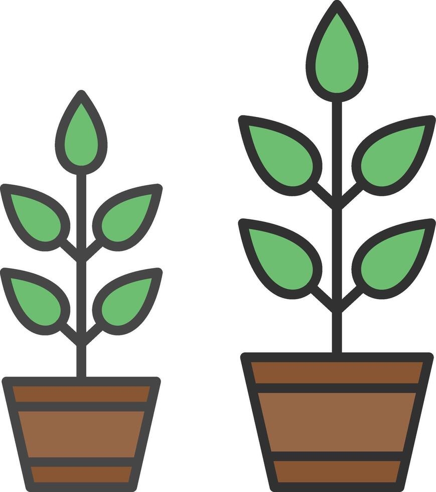 crecer planta línea lleno ligero icono vector
